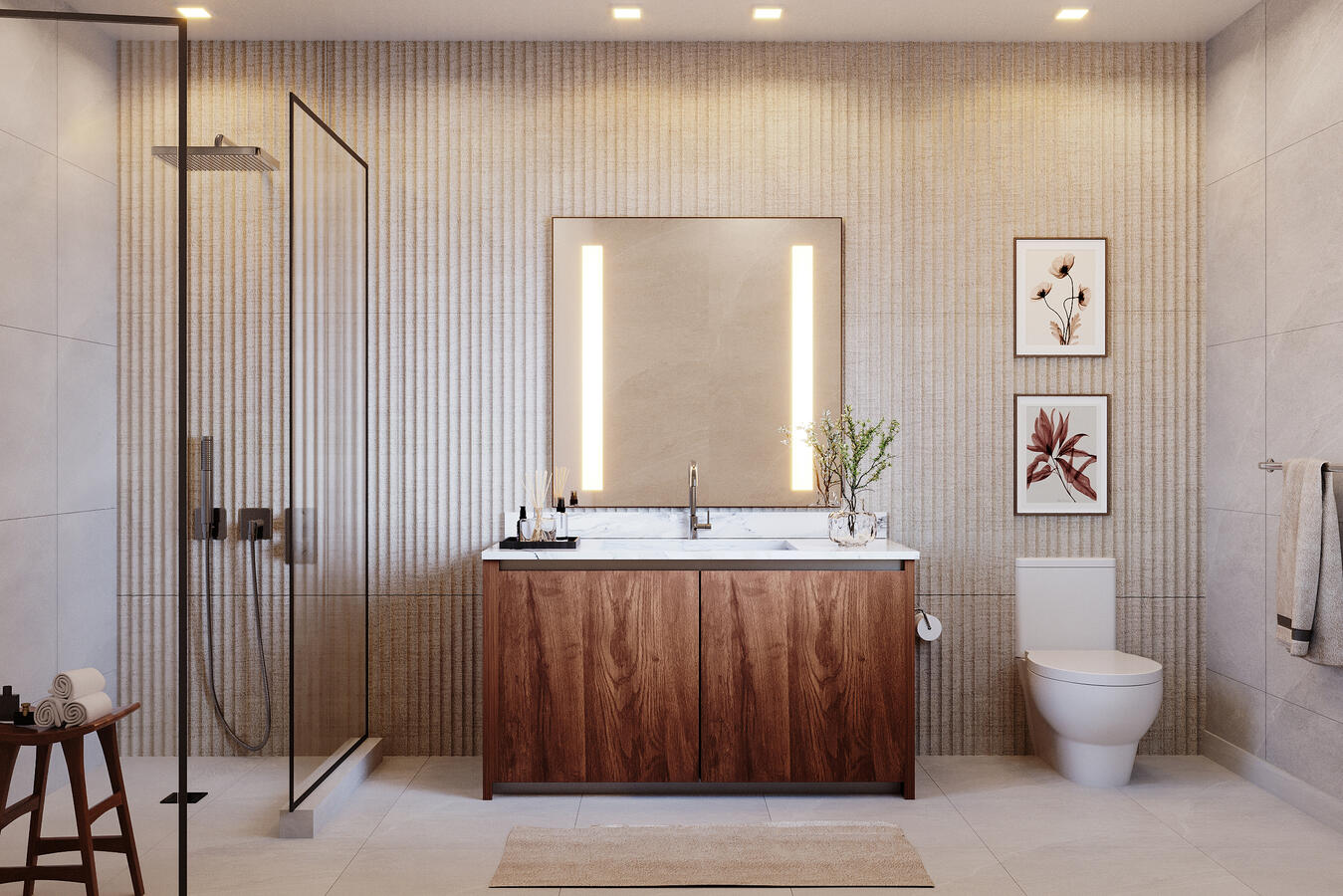 Baños modernos con encimeras de piedra